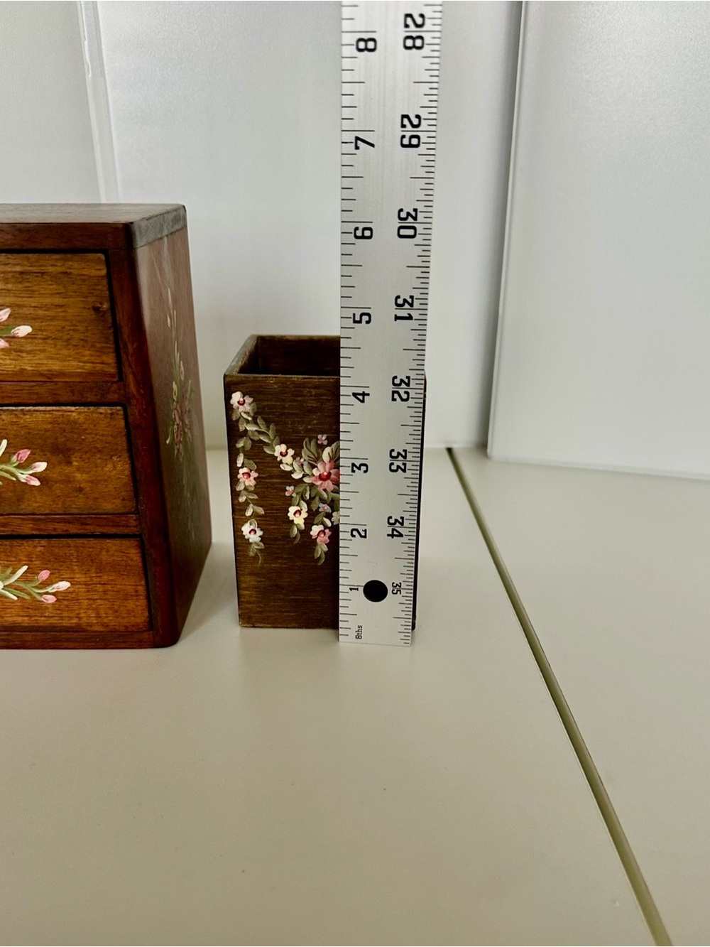 Wooden Hand Painted Flower Storage 3-Drawer and Pen/Pencil Hand Painted Cup - Picture 6 of 11